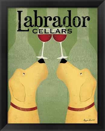 Framed Two Labrador Wine Dogs Print