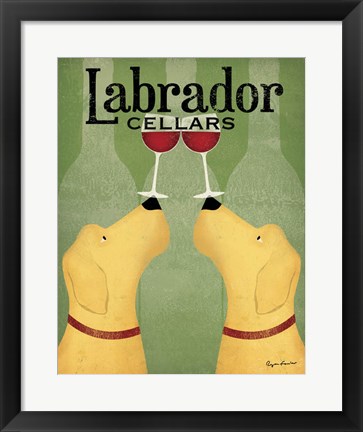 Framed Two Labrador Wine Dogs Print