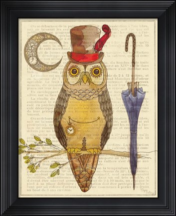Framed Steampunk Owl I Print