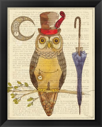 Framed Steampunk Owl I Print