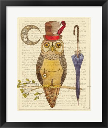 Framed Steampunk Owl I Print