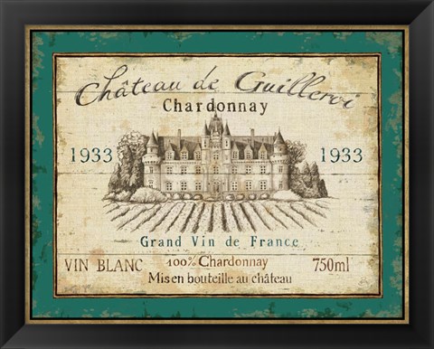 Framed French Wine Label IV Print