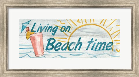 Framed Living on Beach Time Print