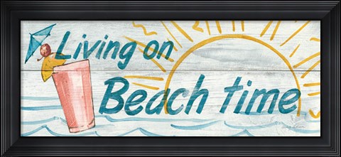 Framed Living on Beach Time Print