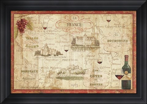 Framed Wine Map Print