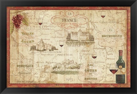 Framed Wine Map Print