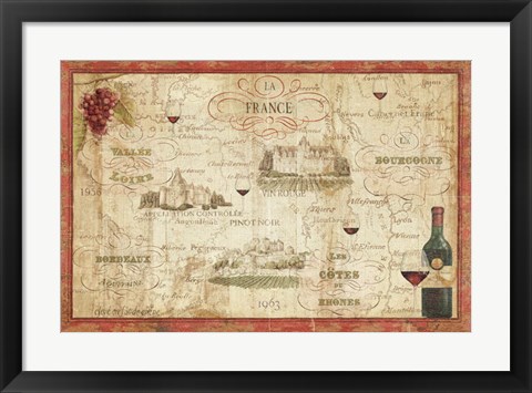 Framed Wine Map Print