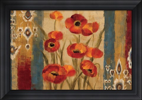 Framed Ikat Floral Tapestry Print