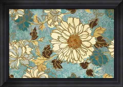 Framed Sophias Flowers Blue Print