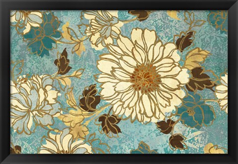 Framed Sophias Flowers Blue Print