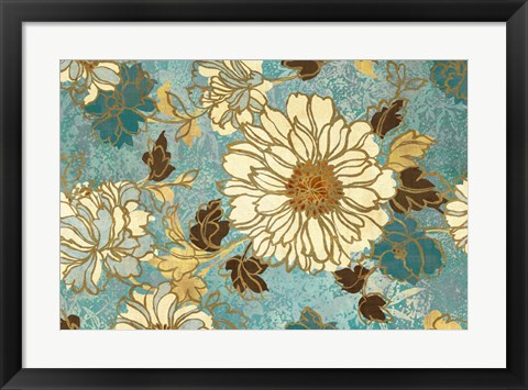 Framed Sophias Flowers Blue Print