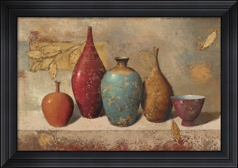 Framed Leaves and Vessels Print