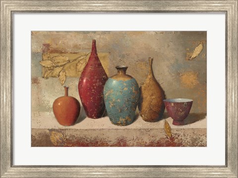 Framed Leaves and Vessels Print
