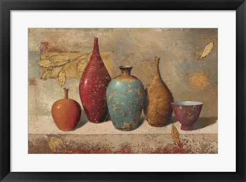 Framed Leaves and Vessels Print