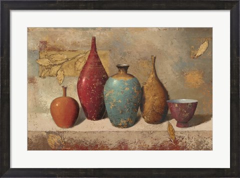 Framed Leaves and Vessels Print