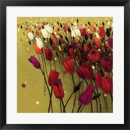 Framed Tulip Drift Green Print