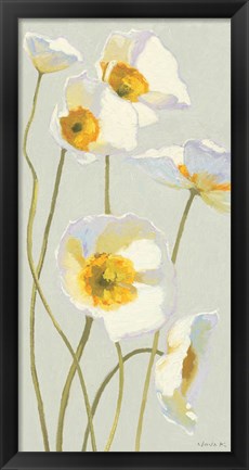 Framed White on White Poppies Panel I Print