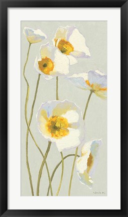 Framed White on White Poppies Panel I Print