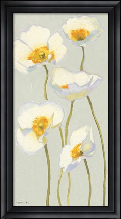 Framed White on White Poppies Panel II Print