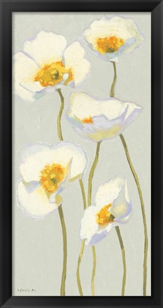 Framed White on White Poppies Panel II Print