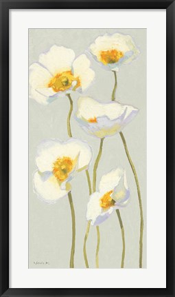 Framed White on White Poppies Panel II Print