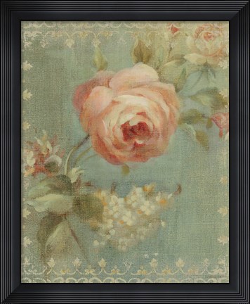 Framed Rose on Sage Print