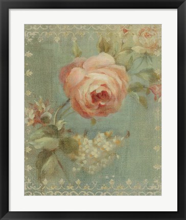 Framed Rose on Sage Print