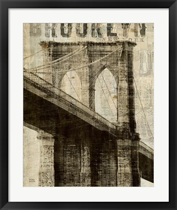 Framed Vintage NY Brooklyn Bridge Print