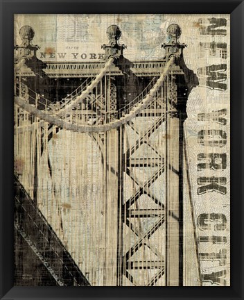 Framed Vintage NY Manhattan Bridge Print