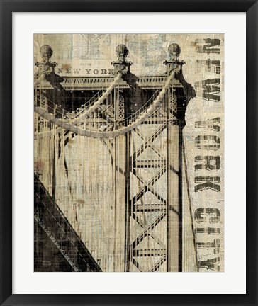 Framed Vintage NY Manhattan Bridge Print
