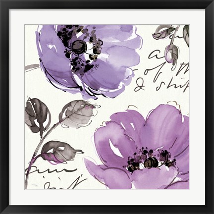 Framed Floral Waltz Plum II Print