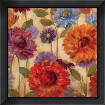 Framed Rainbow Dahlias Crop II Print