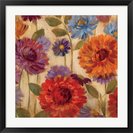 Framed Rainbow Dahlias Crop II Print