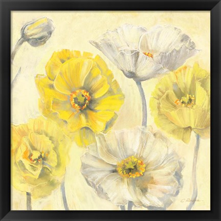 Framed Gold and White Contemporary Poppies II Print