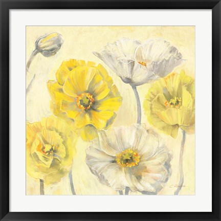 Framed Gold and White Contemporary Poppies II Print