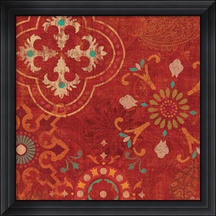 Framed Crimson Stamps III Print