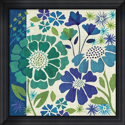 Framed Blue Garden I Print