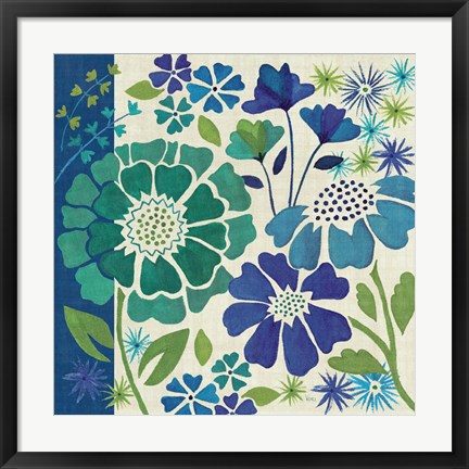 Framed Blue Garden I Print