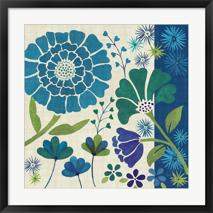 Framed Blue Garden II Print