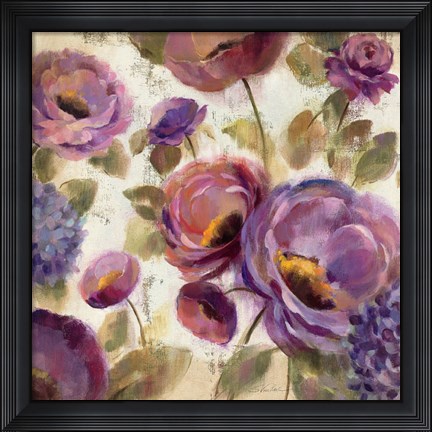 Framed Blue and Purple Flower Song II Print