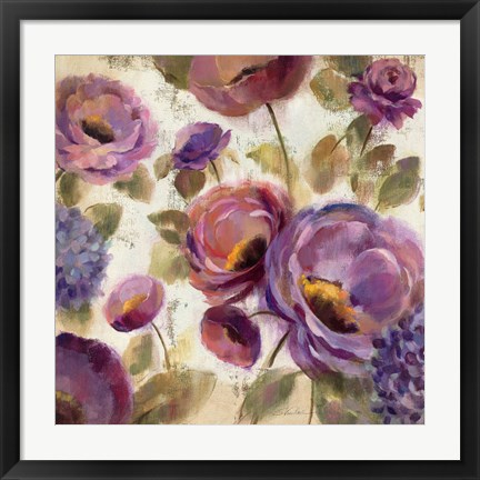 Framed Blue and Purple Flower Song II Print