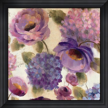 Framed Blue and Purple Flower Song III Print