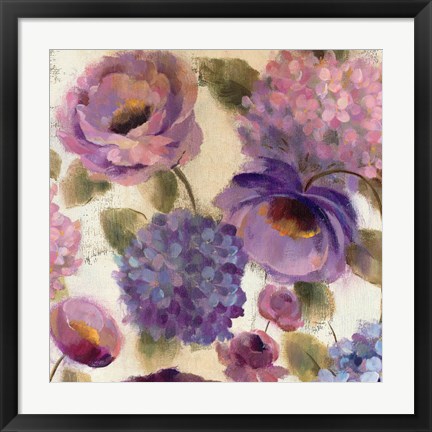 Framed Blue and Purple Flower Song III Print