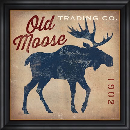 Framed Old Moose Trading Co.Tan Print