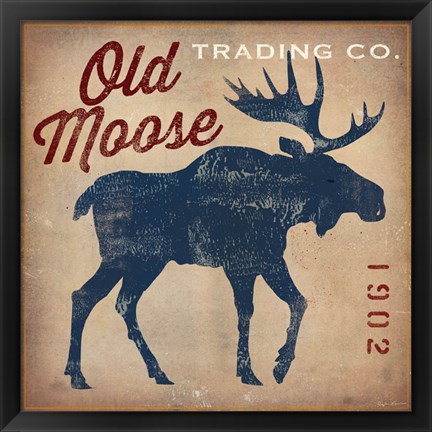 Framed Old Moose Trading Co.Tan Print