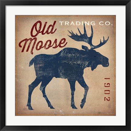 Framed Old Moose Trading Co.Tan Print