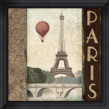 Framed City Skyline Paris Vintage Square Print