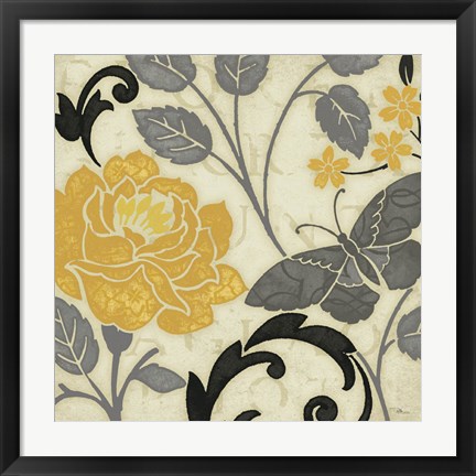 Framed Perfect Petals I Yellow Print