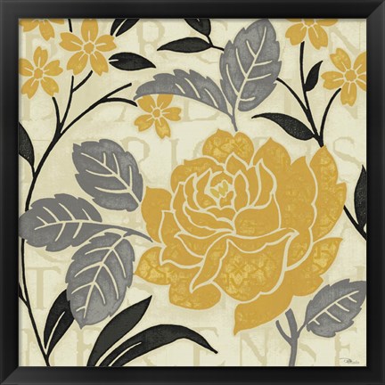 Framed Perfect Petals II Yellow Print