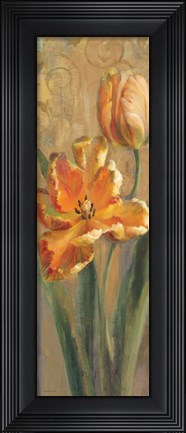 Framed Parrot Tulips on Gold I Print